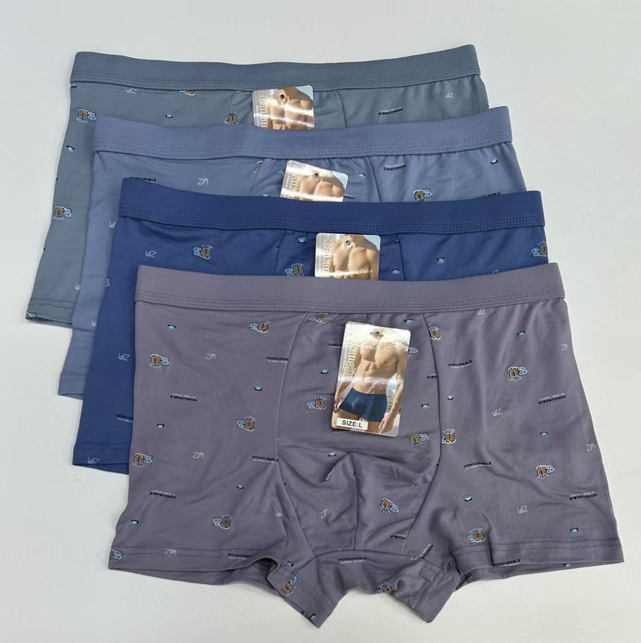 外贸出口欧美非洲大码库存男士内裤透气网孔内档75D牛奶丝印花