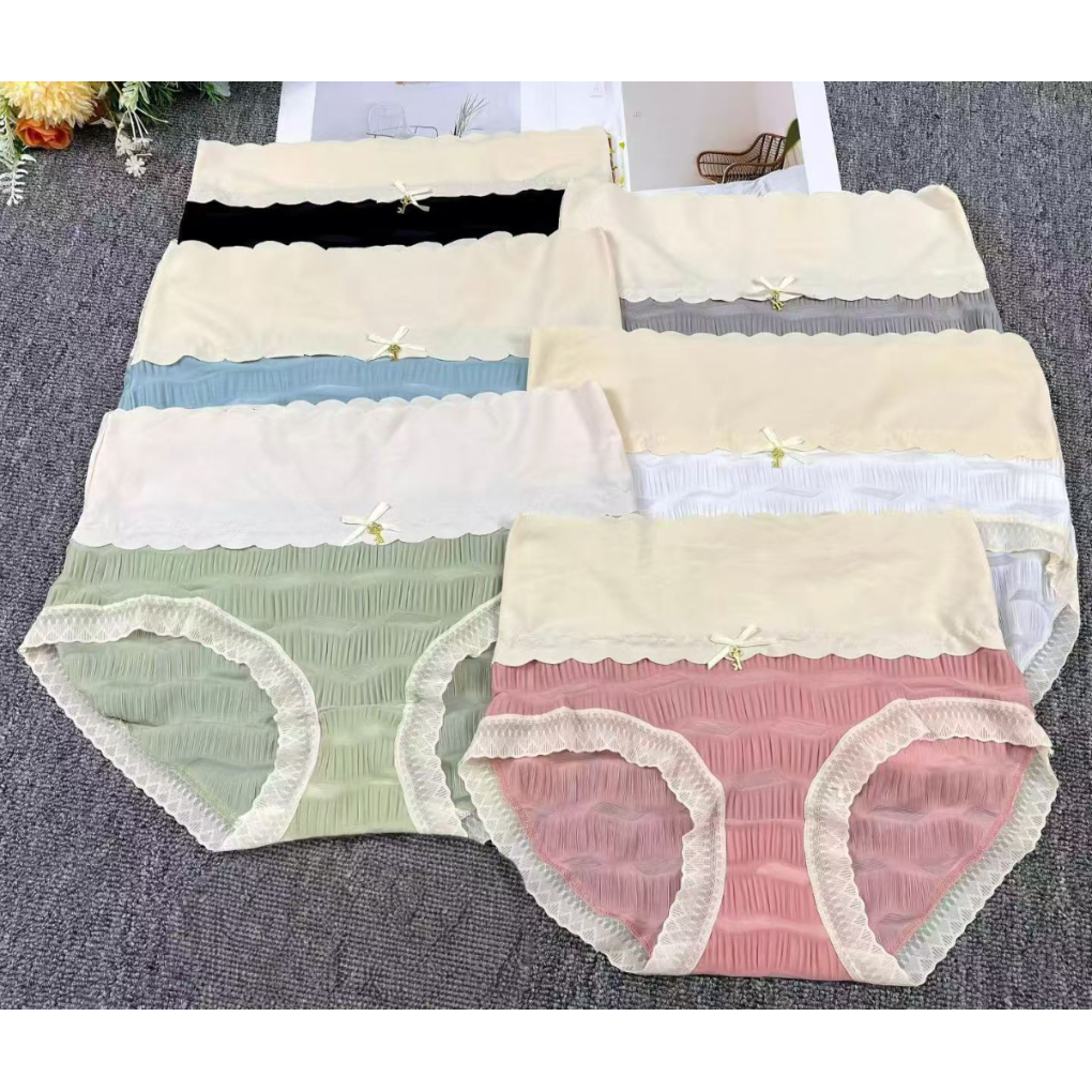 外贸出口欧美非洲新款高腰性感拼接内裤锦纶冰丝女士三角裤