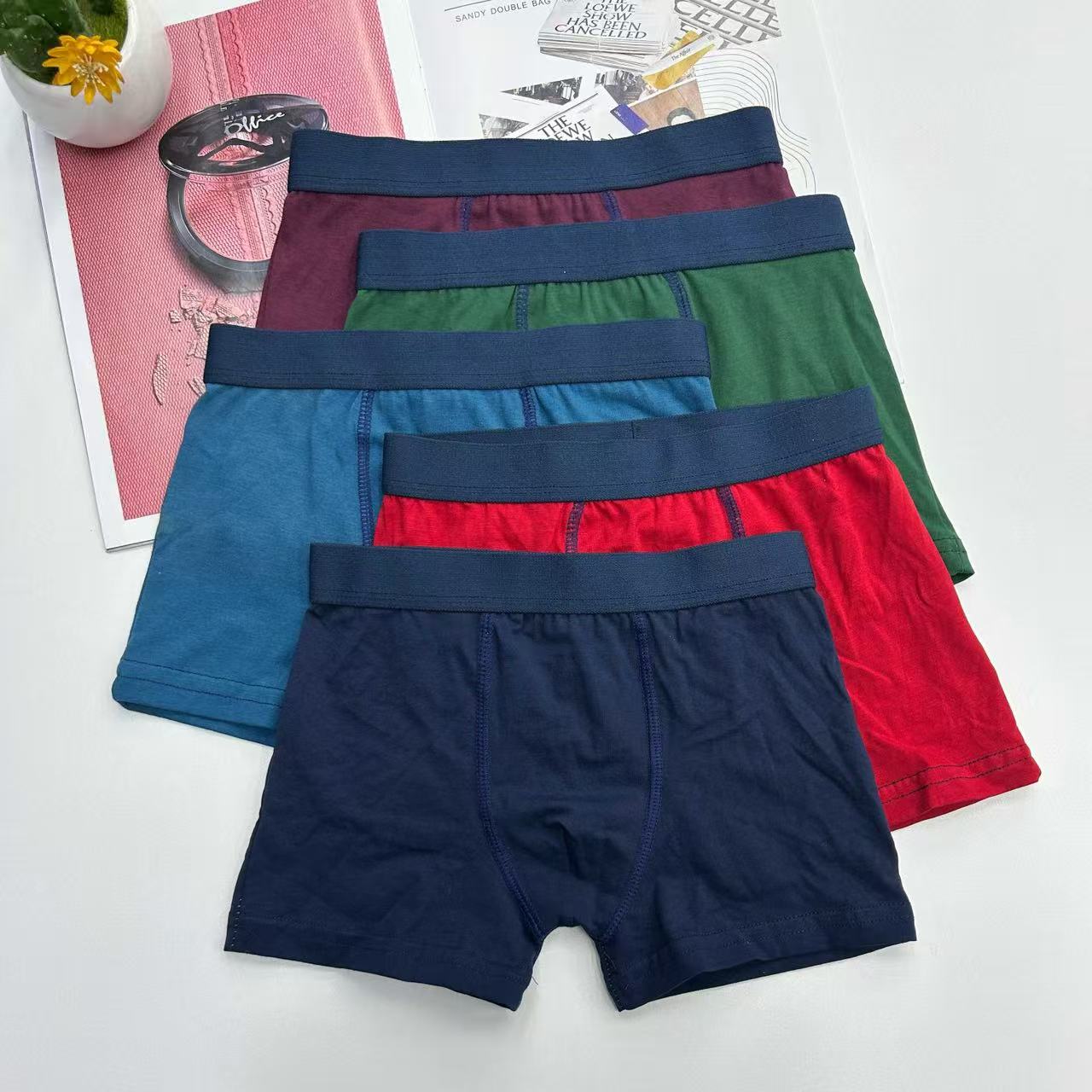 外贸出口非洲男童95棉平角内裤纯色男孩儿童内裤纯色棉质男童内裤