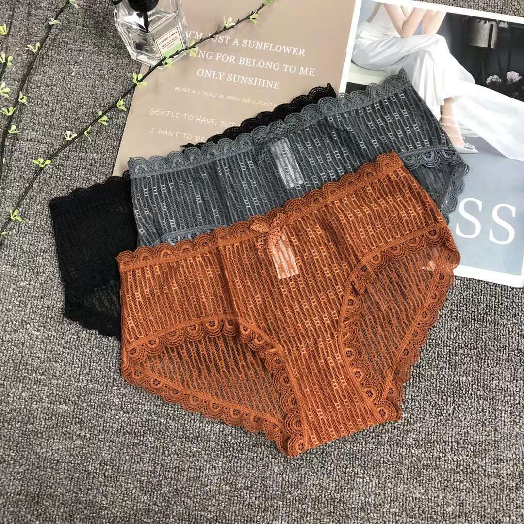 库存尾货外贸提花蕾丝性感内裤女士透明镂空中低腰女三角裤头批发