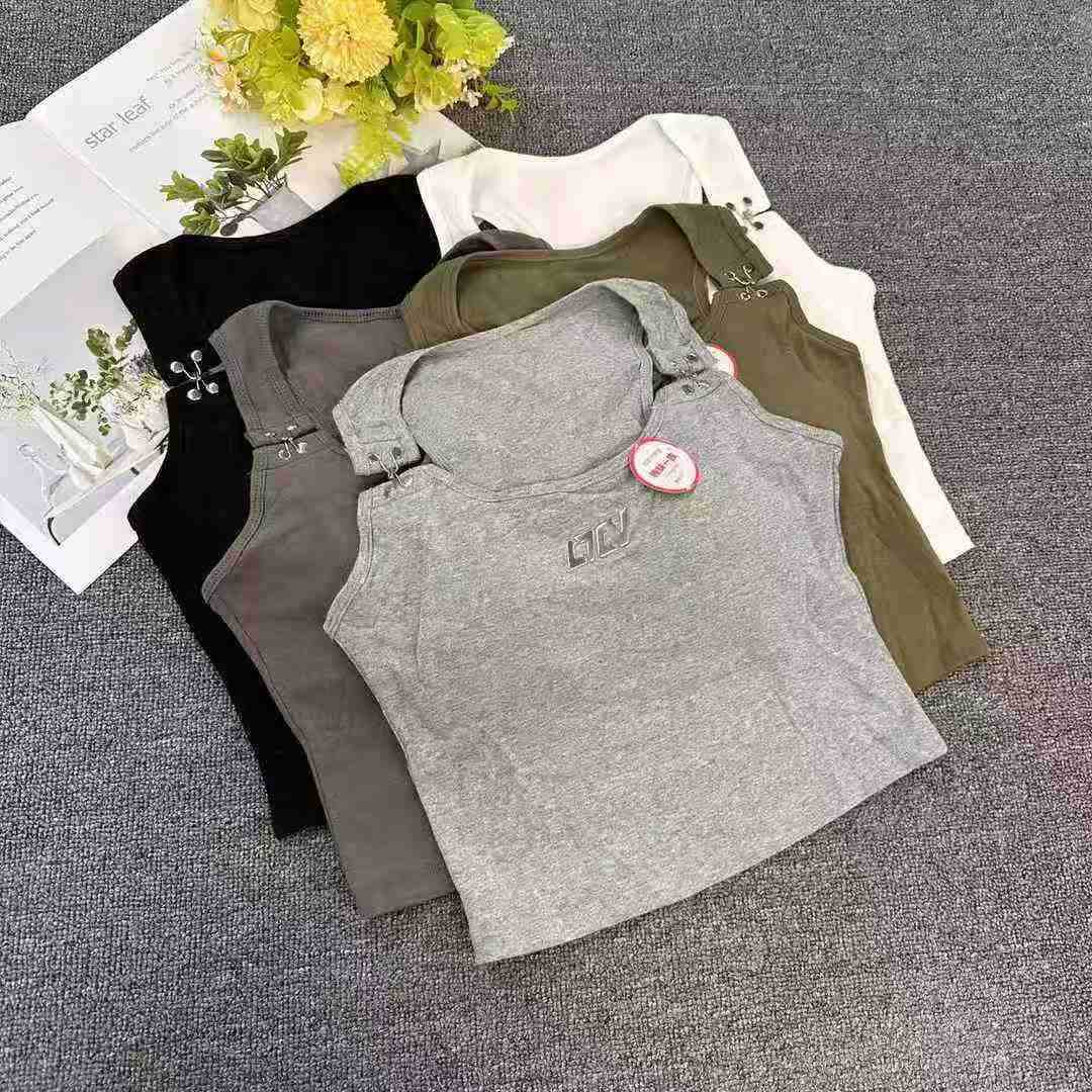 2303#库存夏季时尚设计感美背宽肩带背心外穿字母外穿打底上衣