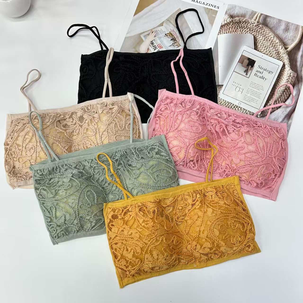 外贸出口中东非洲女士吊带美背可拆卸胸垫蕾丝杯面性感情趣内衣女