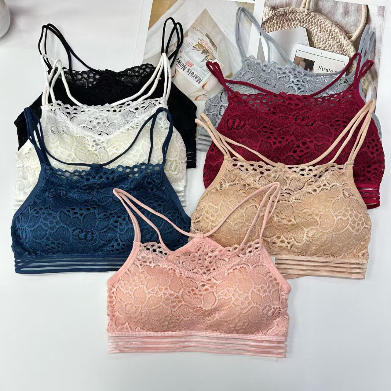 外贸出口中东非洲女士美背纯色蕾丝杯面舒适透气性感情趣吊带裹胸