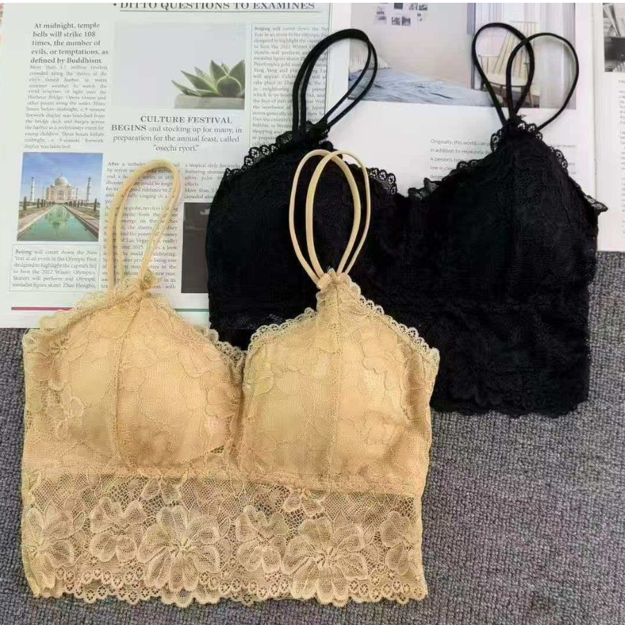 外贸出口库存美背情趣蕾丝抹胸女内搭带胸垫细肩带吊带女士内衣